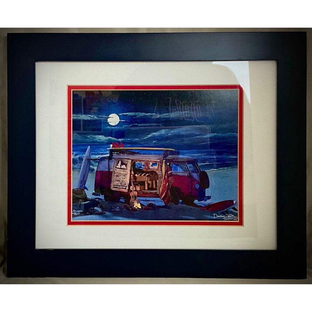Hawaiian Cruiser Art '64 VW Microbus by Darshan Zenith Matted and Framed